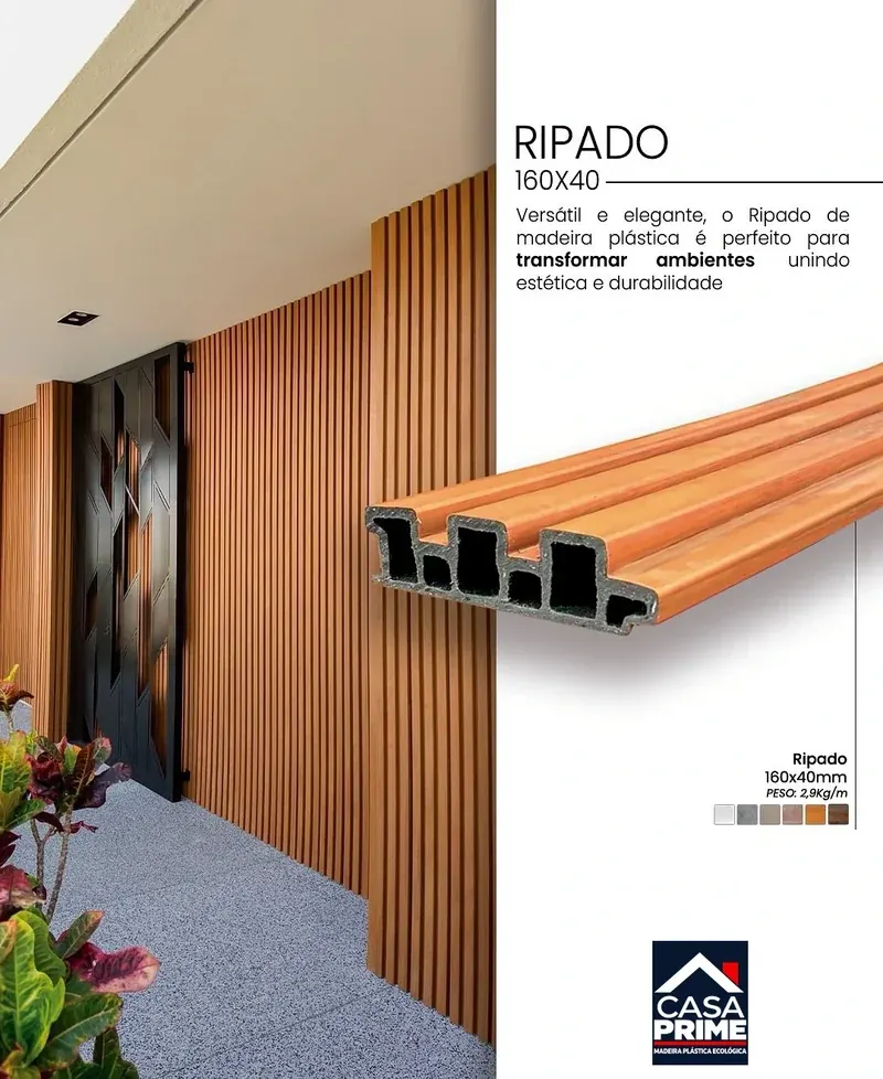 Ripado de madeira plástica ecológica com referência de aplicação e perfil técnico